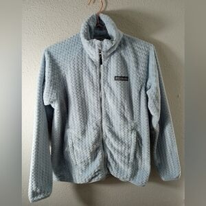 Women's Columbia Blue & White Soft Comfy Full Zip Fleece Jacket sz Small